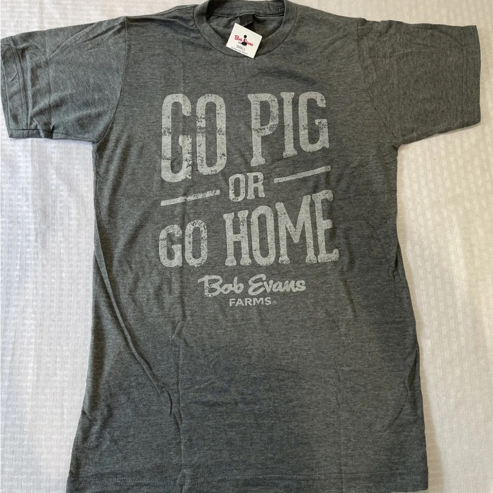 GO PIG OR GO HOME Bob Evans Farms T-SHIRT Adult Mens S Restaurant HAM Bacon PORK
